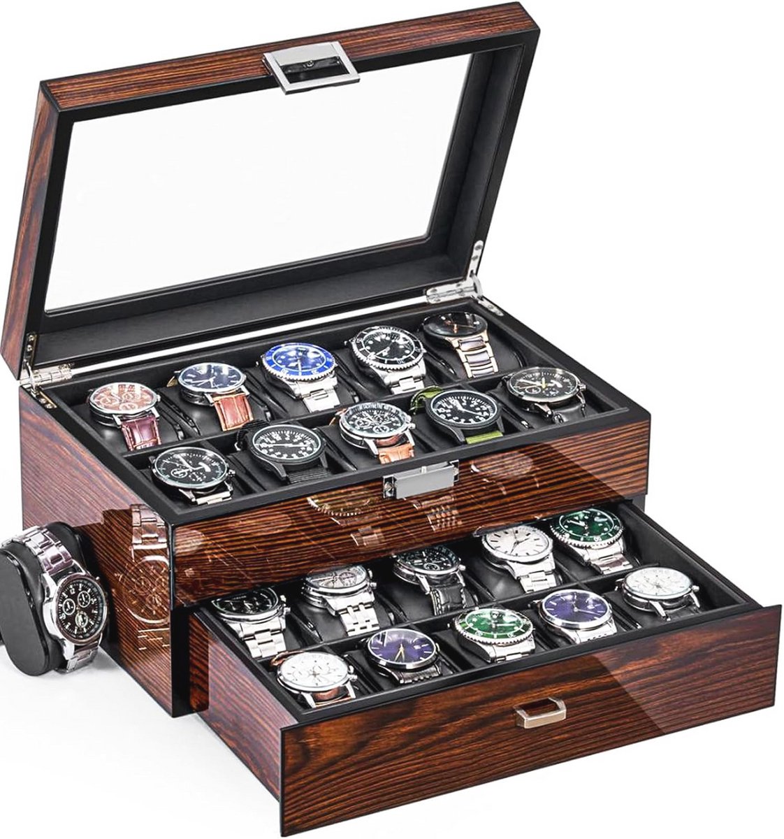 Luxe Horlogedoos met 20 Slots - Elegante Organizer voor Heren