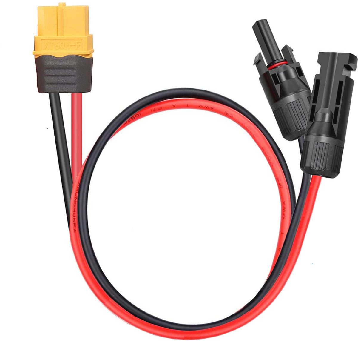 Zonneoplaadkabel naar XT60-adapter - 10AWG zonnepaneelkabel voor draagbare krachtcentrales en zonnegeneratoren