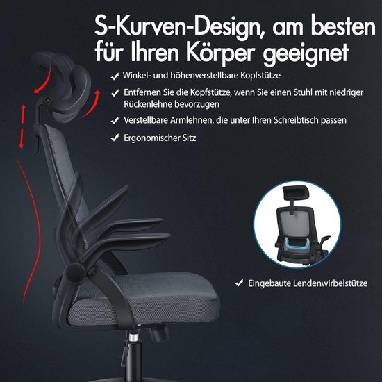 ALFORDSON Bureaustoel Met Massagefunctie – Ergonomisch, Lendensteun, PU-leer, 360° Draaibaar, Max 180 Kg 2 miniatura