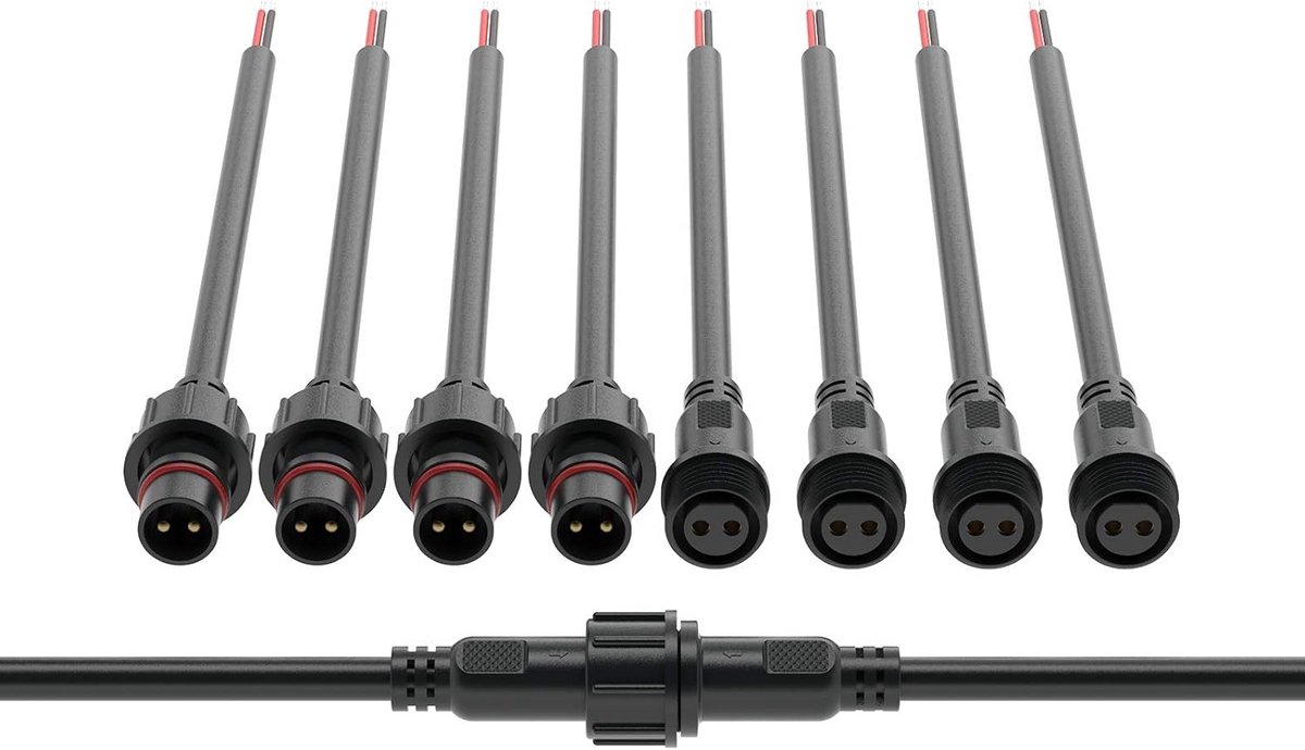 Waterdichte Elektrische Stekker met Kabel 2-polig IP65 voor LED Strips Buiten en Binnen