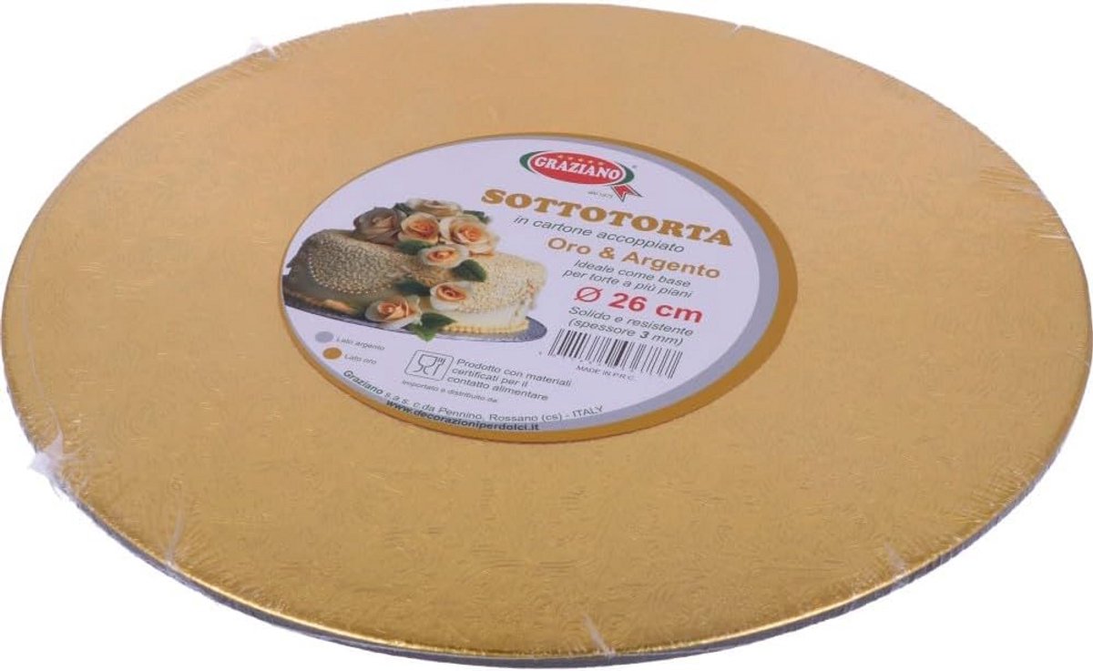 Ronde Gouden Cakeboard Taartplaat Ø 26 cm - Stevig Dienblad voor Taarten en Gebak