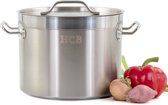 HCB® - Professionele Kookpan - 9 liter - Inductie - Gas - Electrisch - Grote RVS / INOX pan - Soeppan - Horeca pannen - Kookpot - Ø25 cm x H18 cm - 2.6 kg - 5091