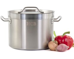 HCB® - Professionele Kookpan - 9 liter - Inductie - Gas - Electrisch - Grote RVS / INOX pan - Soeppan - Horeca pannen - Kookpot - Ø25 cm x H18 cm - 2.6 kg - 5091