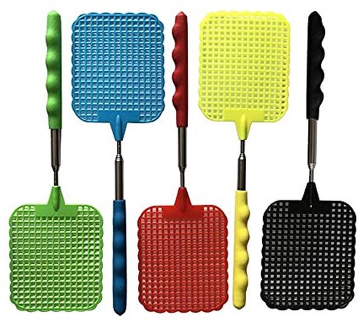 Vliegenmepper Set van 5 in 5 Kleuren – Handmatige Ongediertebestrijding - Uitschuifbaar van 26 tot 73 cm