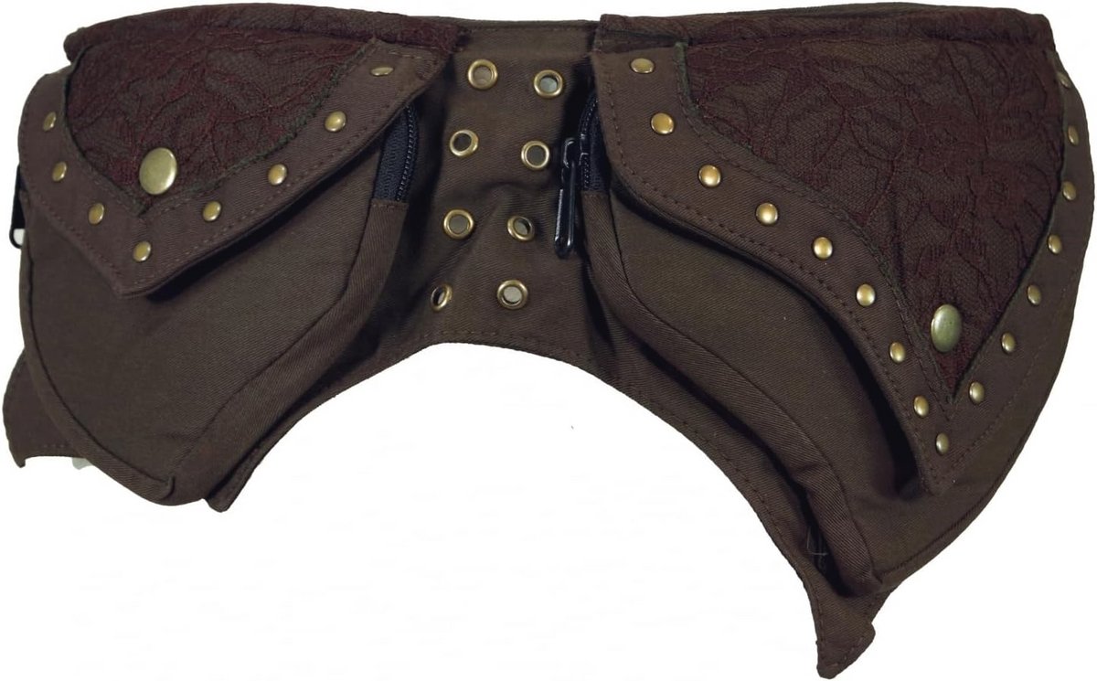 Festival Ethno Heuptas - Olijf Groen/Bruin, Katoen, 15 x 40 x 4 cm, Casual Hip Bag voor Mannen en Vrouwen