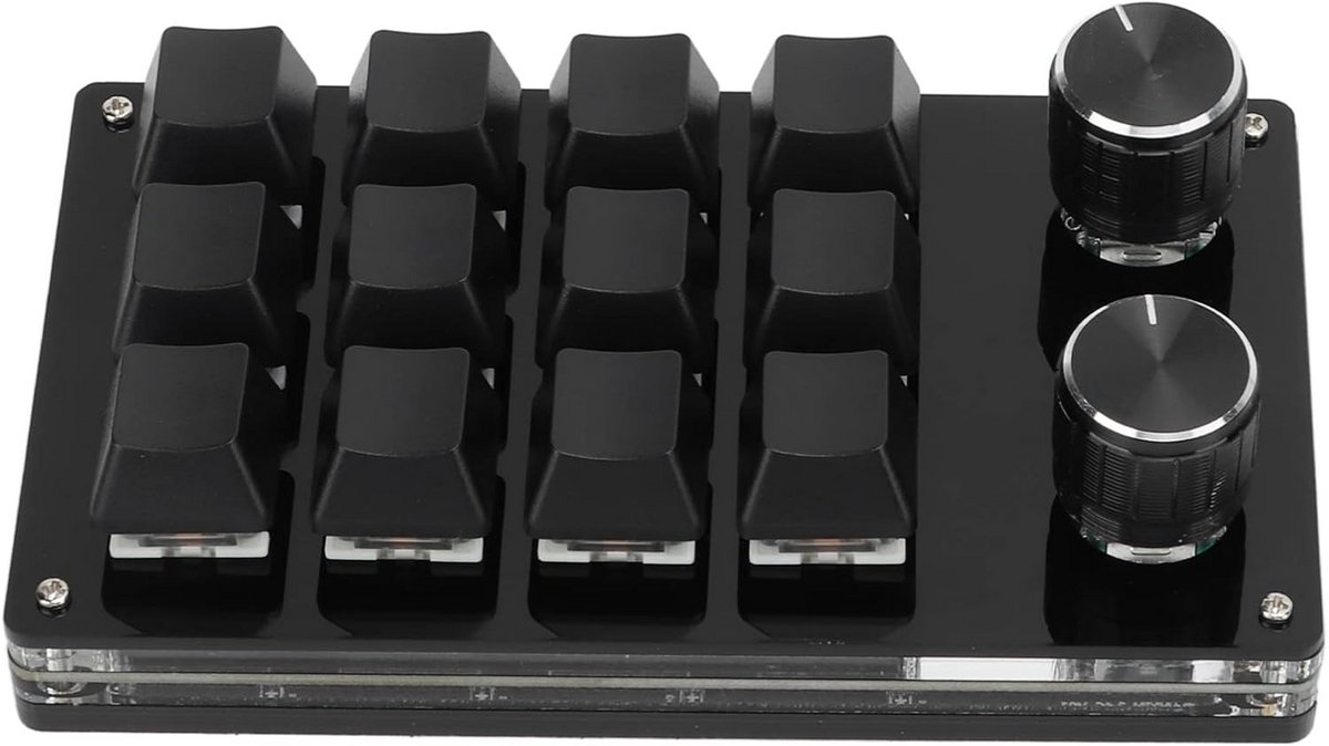Programmeerbare Mechanische Macrotoetsenbord met 12 Toetsen en Aanpasbare Draaiknop voor Kantoor en Gaming
