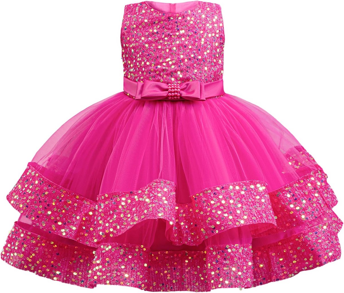 Prinsessenjurk Tule Pailletten voor Babymeisjes - Feestelijke Jurk voor Bruiloft of Verjaardag