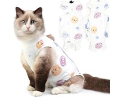 1 stuk katten dierenkleding - herstelpak voor katten na een buik- of sterilisatiewond, ademend pak voor vrouwelijke katten na een operatie, alternatief voor de kraag, anti-lik-L