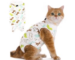 1 stuk katten dierenkleding - herstelpak voor katten na een buik- of sterilisatiewond, ademend pak voor vrouwelijke katten na een operatie, alternatief voor de kraag, anti-lik-S
