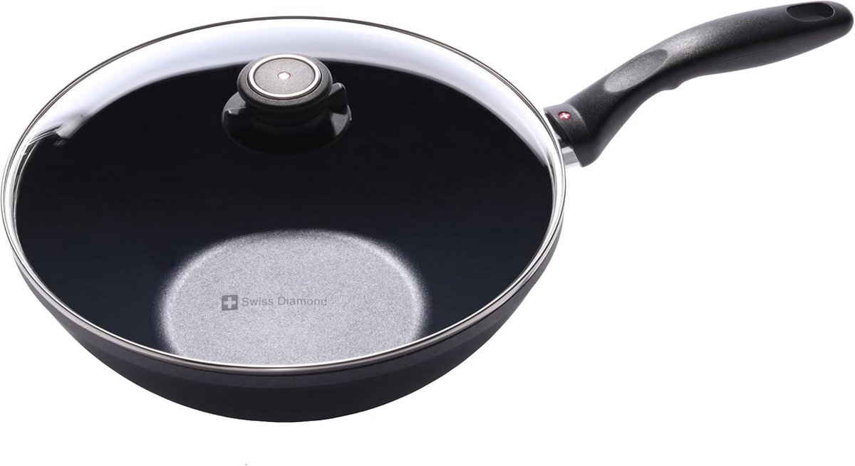 28 cm wok met deksel en grill