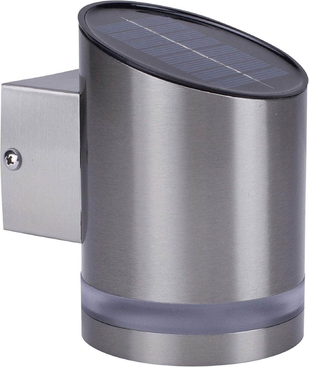 Draadloze LED Buitenwandlamp op Solar Energie - Zilver met Bewegingsmelder
