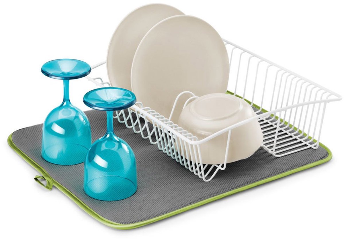 Unyqoos® Absorberende en sneldrogende afdruipmat voor keuken in groengrijs design