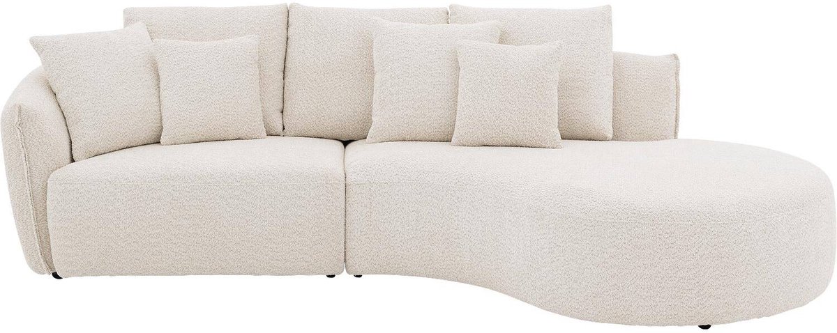 Goossens Fay Hoekbank - Stof - Wit - 294 x 85 x 164 cm - Rechts