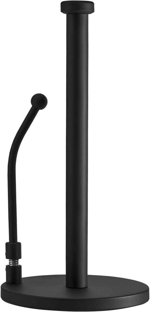 Extra Stevige Vrijstaande Keukenrolhouder RVS met Zwarte Afwerking 34 cm