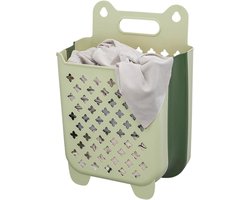 Hangende wasmand - Opvouwbare wasmand - Wandgemonteerde opvouwbare wasmand geschikt voor badkamer en douche - Kledingopbergmand - Groen - 29×16×38 cm