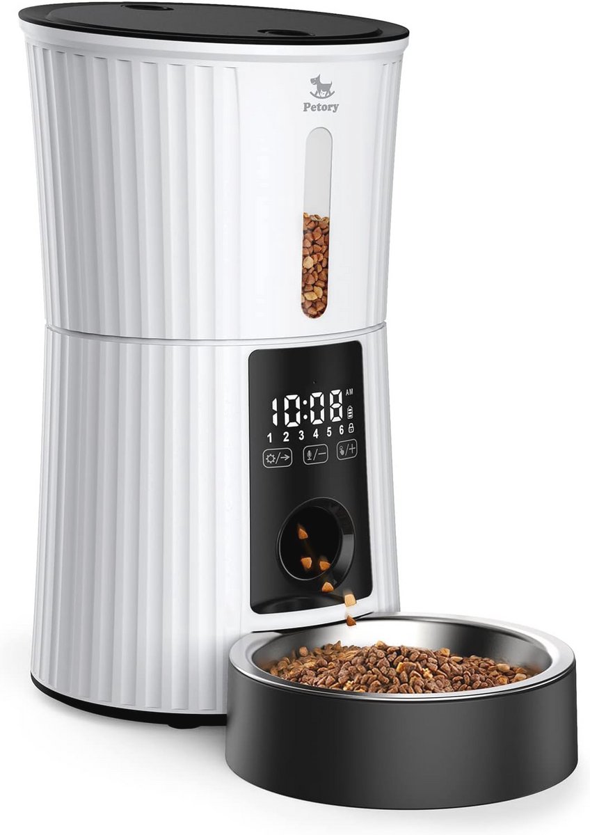 Automatische kattenvoerbak - 4L programmeerbare droogvoerdispenser voor katten en honden