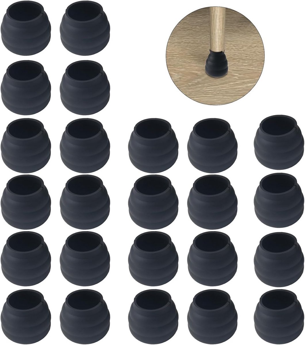 24 Stuks Siliconen Stoelpootdoppen Beschermers Rond 30-42 mm