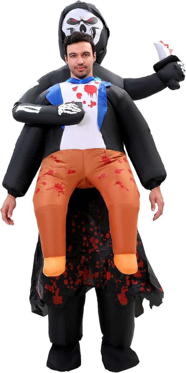 Opblaasbaar Magere Hein Kostuum voor Volwassenen - Grappig Halloween Kostuum