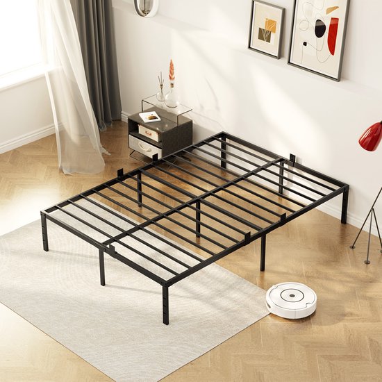 Bed met lattenbodem, metalen bedframe met lattensteun