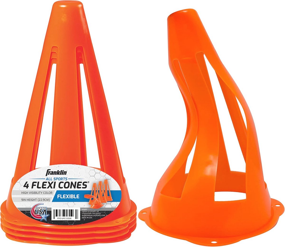 Flexibele markeringshoedjes voor indoor en outdoor voetbal - 4 stuks - oranje