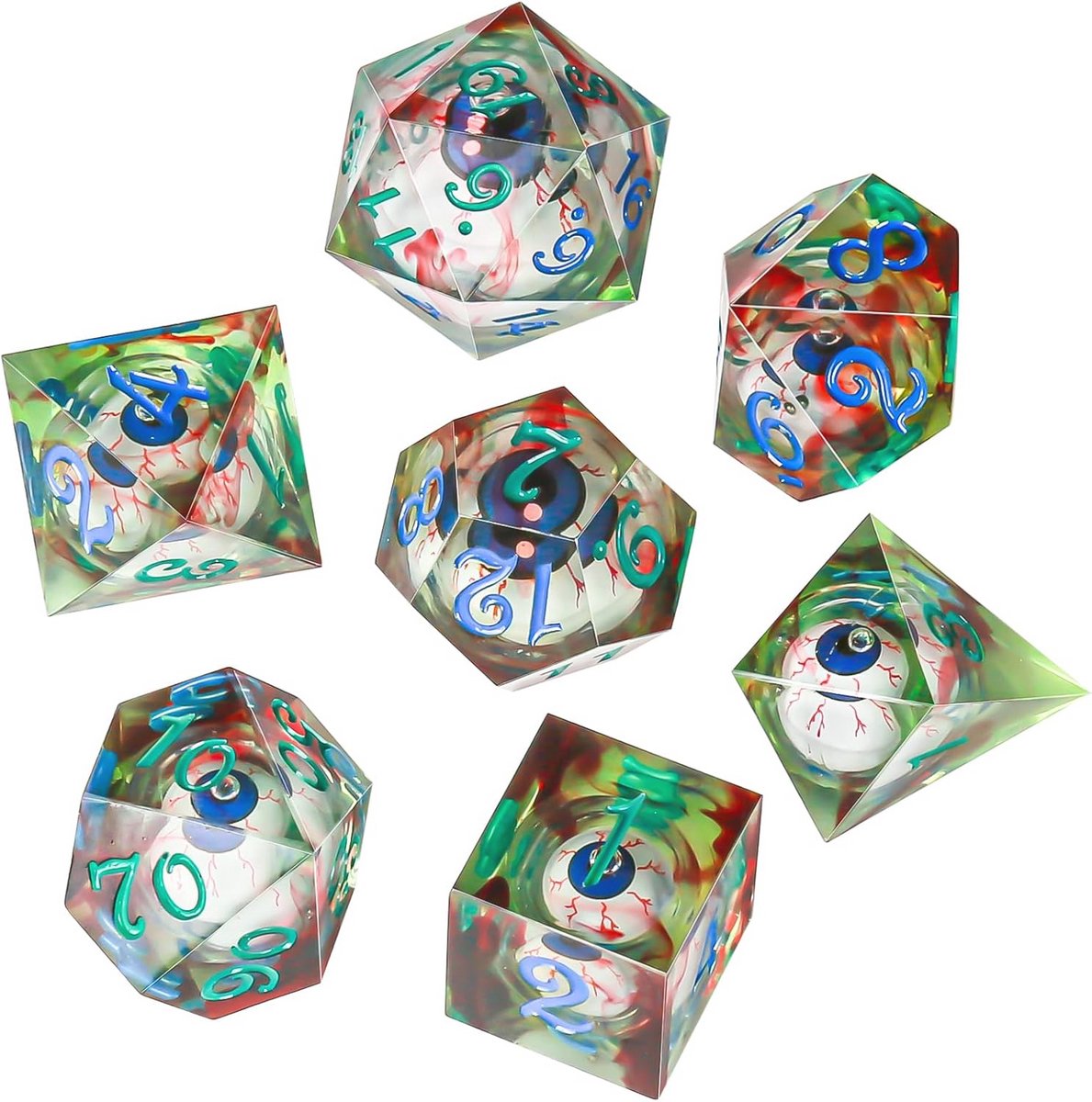 Groene Halloween polyedrische dobbelstenen set voor Dungeons & Dragons en rollenspellen
