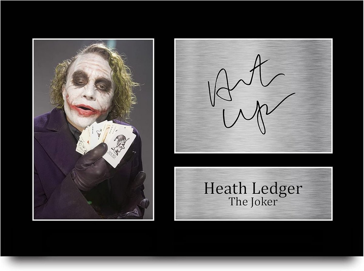 Heath Ledger Handtekening A4 Print - Joker Batman Decoratie