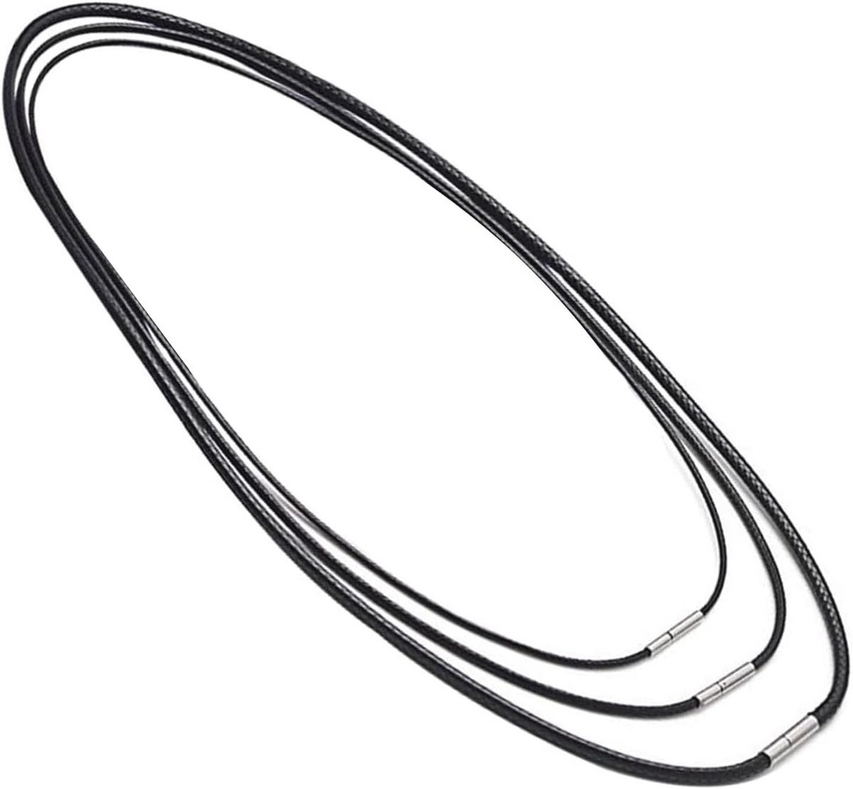 Set van 3 Kordels voor Kettingen - Heren Rubberen Ketting met Sluiting, 40/45/50 cm, Leervlecht voor Heren en Dames, Vervangingsketting voor Hangers