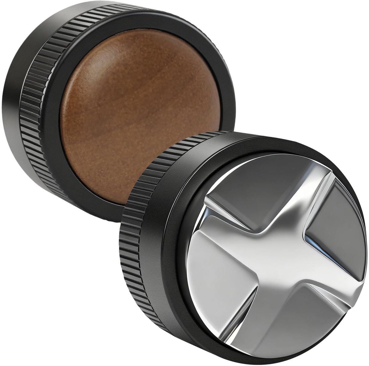 Unyqoos® Innovatieve koffiedistributeur voor perfecte espresso met 51mm filterhouder, Roestvrij staal, Zwart