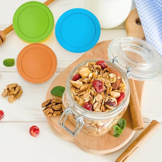 Herbruikbare siliconen deksels voor yoghurtbekers - 4 stuks, 500 g — afbeelding 4