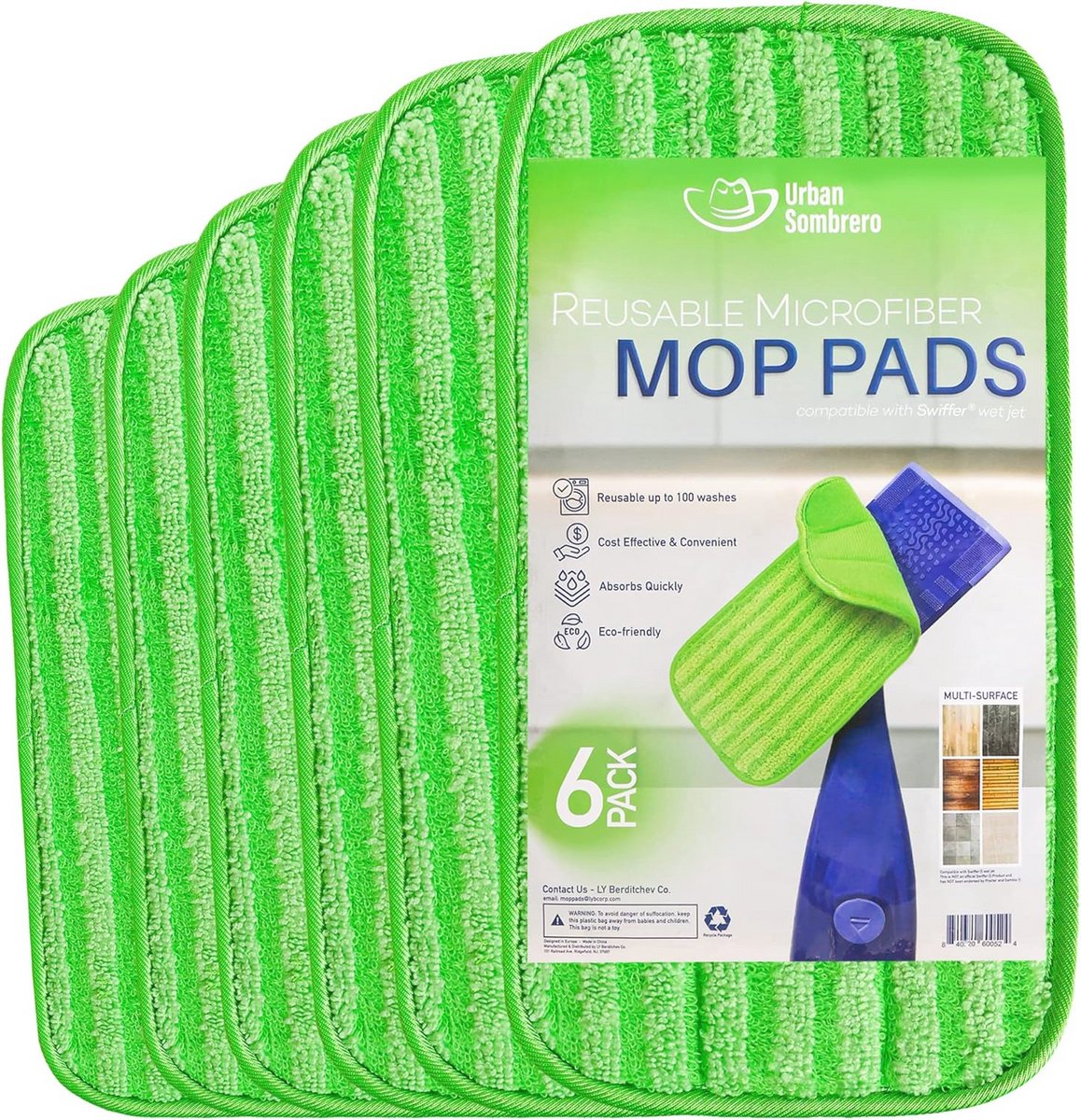 Herbruikbare Microfiber Dweilpads - 6 Stuks voor Natte Dweilen