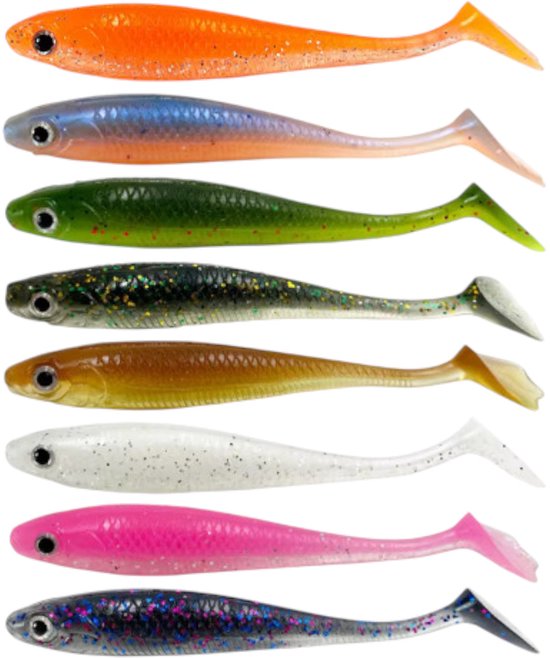 S&D - Shad Set 10 Stuks - 6.5cm / 2g - Donkergroen - Realistisch Kunstaas met Glitters & Schubbenpatroon - Voor Snoek, Baars & Roofvis van Merkloos — afbeelding 5