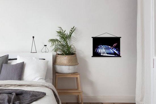 Console de mixage dans le noir plaque d'école lattes plates noir 60x40 cm - Tirage photo sur affiche textielposter (décoration murale salon / chambre)