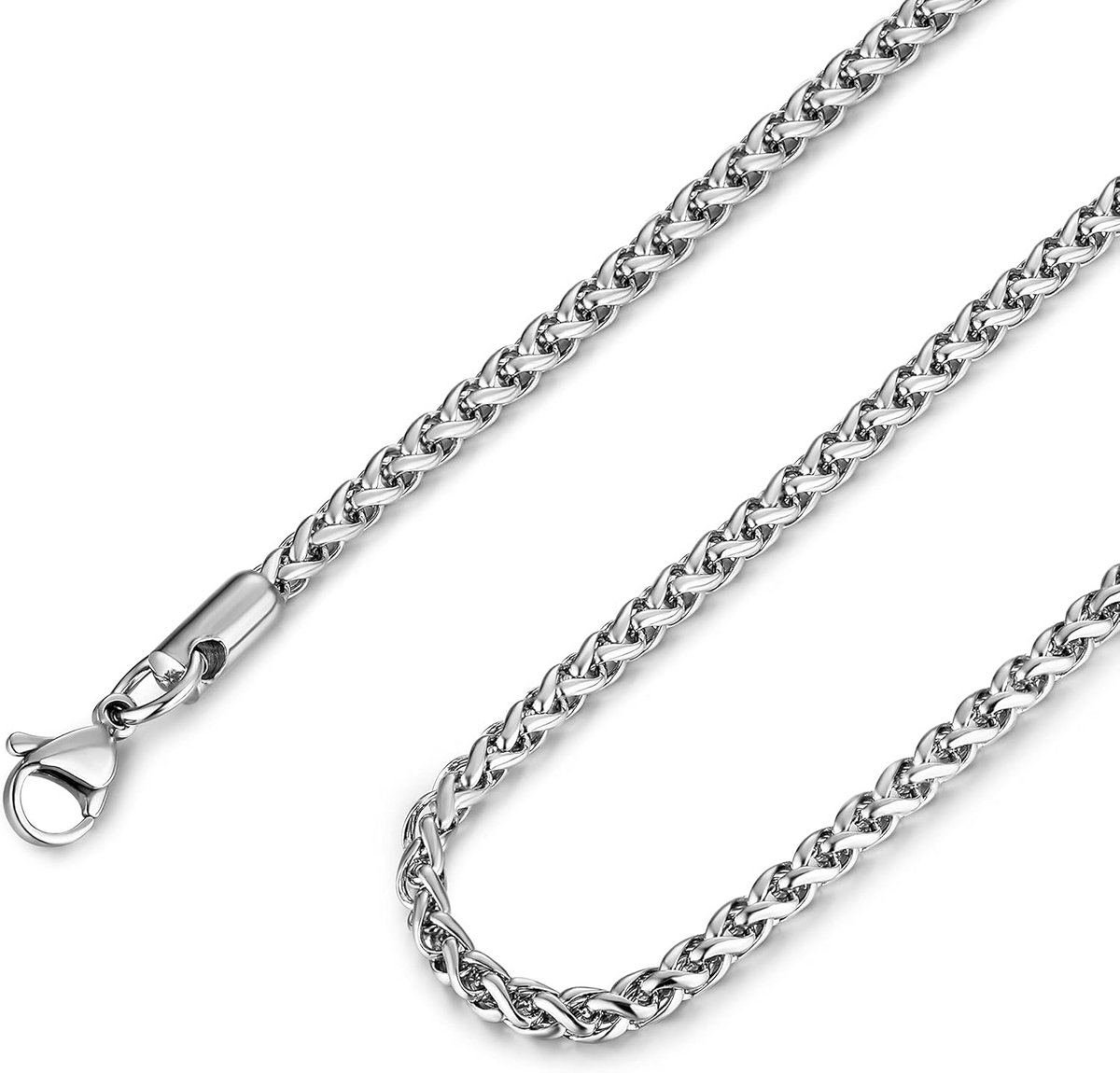 Stainless Steel Wheat Chain Necklace Unisex 16"-30"