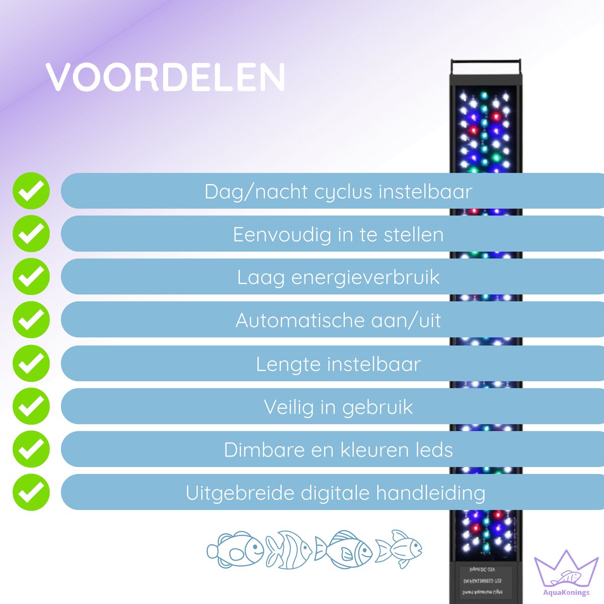 LED Aquariumlamp 60-75cm - Dimbaar, Timer & RGB thumbnail 2