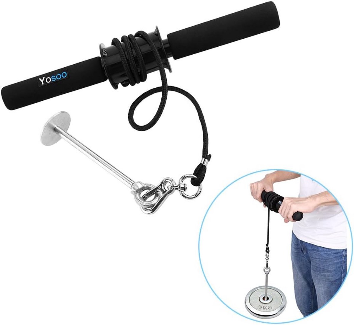 Wrist Roller voor Onderarmtraining - Zware Polsversterker voor Grip en Kracht