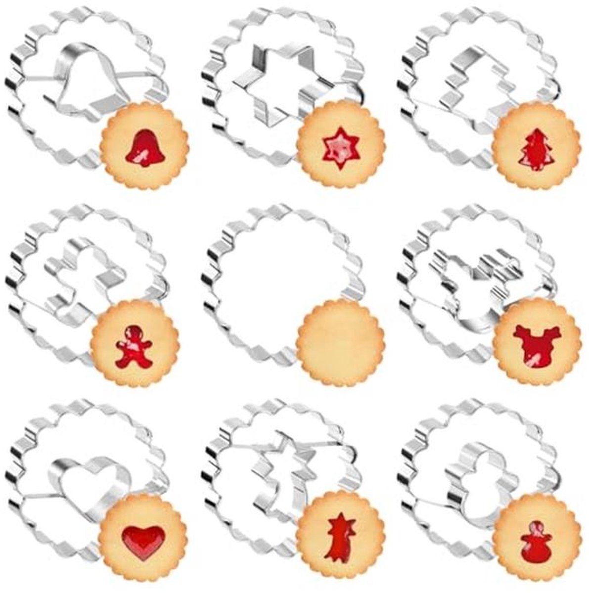 Kerst Uitsteekvormen Set - 9 Mini Koekjesvormen voor Kerstkoekjes