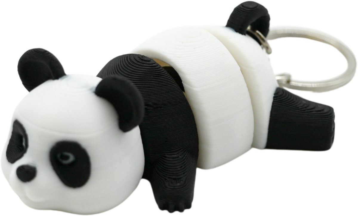 Flexi pandabeer sleutelhanger - :kleuren: - 3d geprint - Cadeau liefhebber – Sleutelhanger dier - 6cm