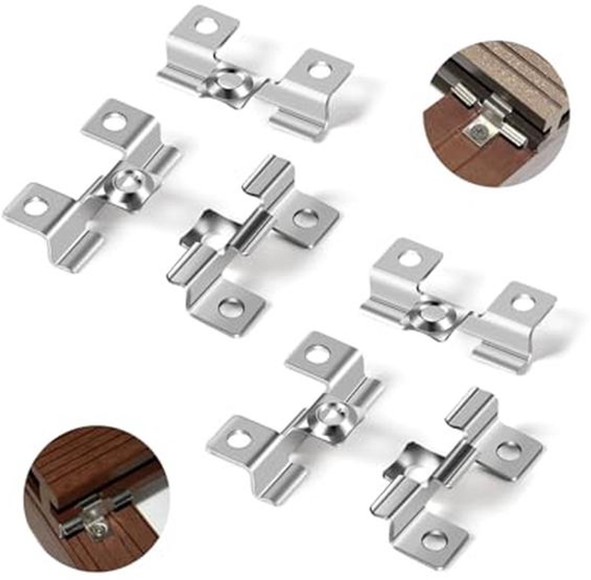 Roestvrijstalen Clips voor Houten Vloeren - 100 Stuks - 6.5 mm - Verborgen Bevestiging - Perfect voor Composietvloeren