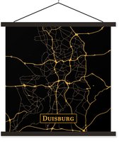 Porte-affiche avec affiche - Affiche scolaire - Carte - Duisburg - Allemagne - Or - Zwart - 120x120 cm - Lattes noires