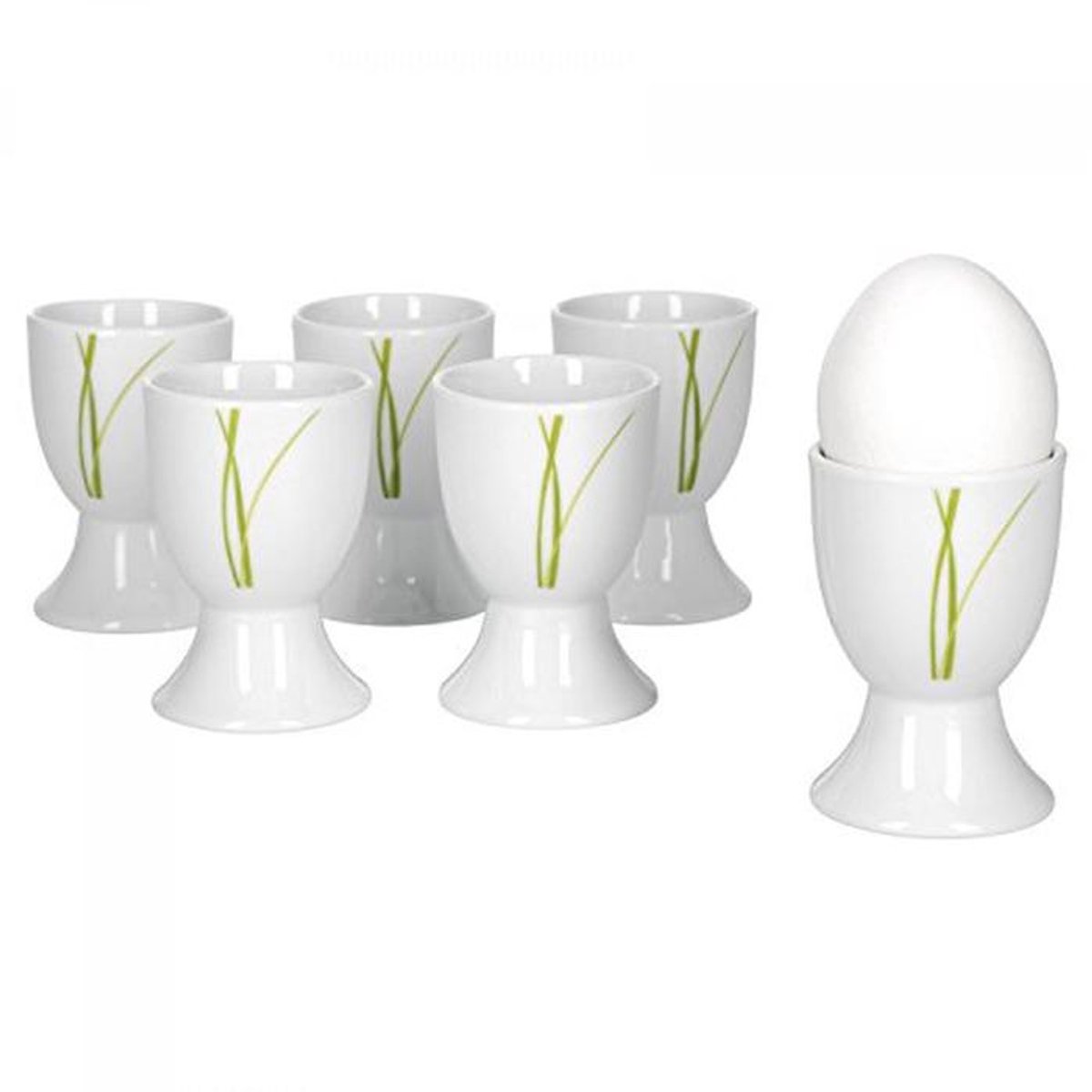 Set van 6 eierdopjes in modern design van fijn porselein - Ø 4,8 cm