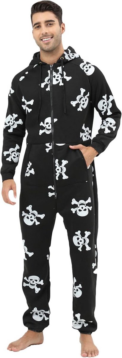 Warme Heren Onesie Heren Jumpsuit Pyjama met Capuchon voor Herfst en Winter