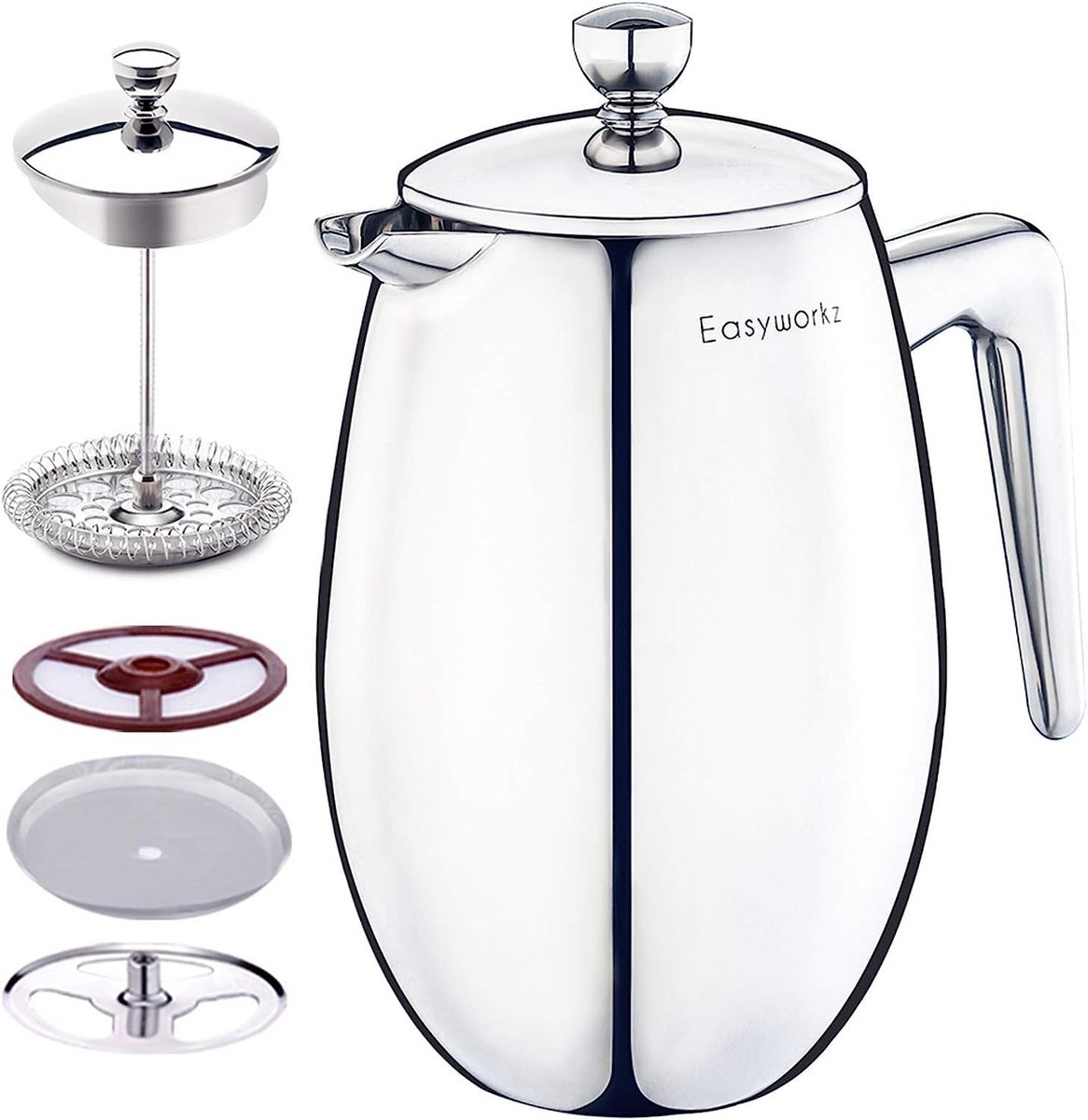 Stainless Steel Franse Pers Koffiemaker 700ml – Dubbelwandig Geïsoleerd