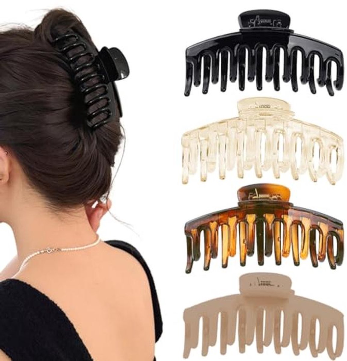 Grote Antislip Haarklemmen - Vintage Klauwclips voor Dikker Haar
