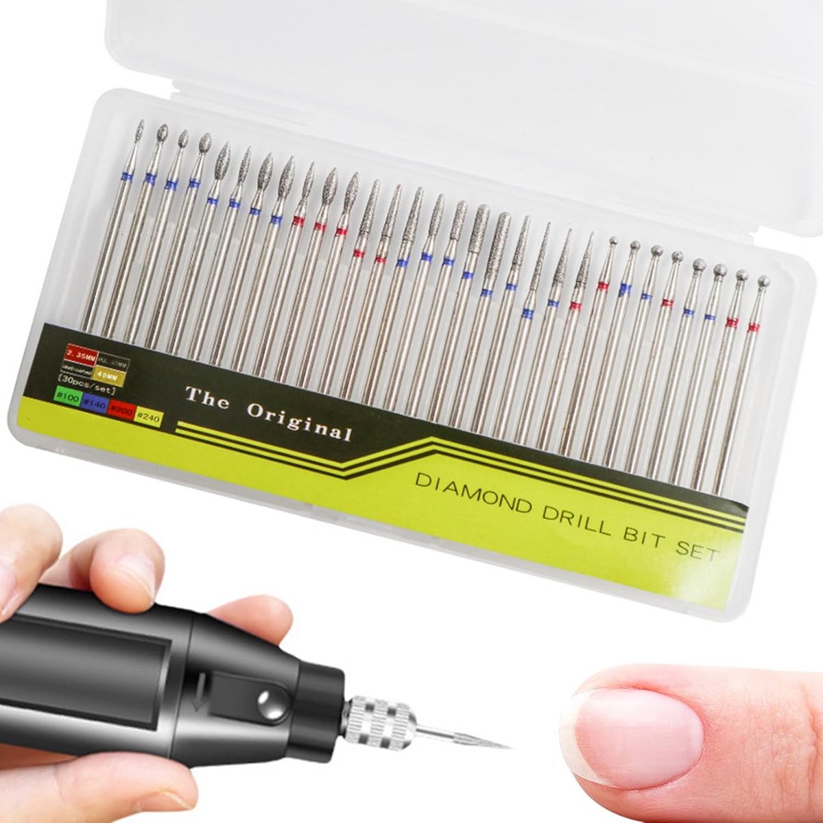 Diamantnagelfreesbits | 30 Stuks Boor voor Nagels, Acrylnagels en Pedicure Gereedschap
