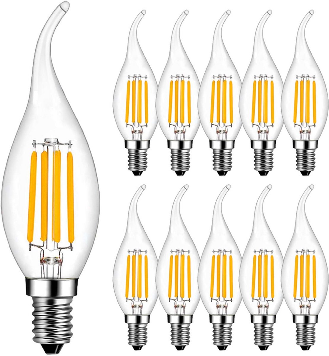 10x E14 LED Kaarslampen Kwaliteit Gloeilamp Vervanger 4W 400LM Warm Wit Licht