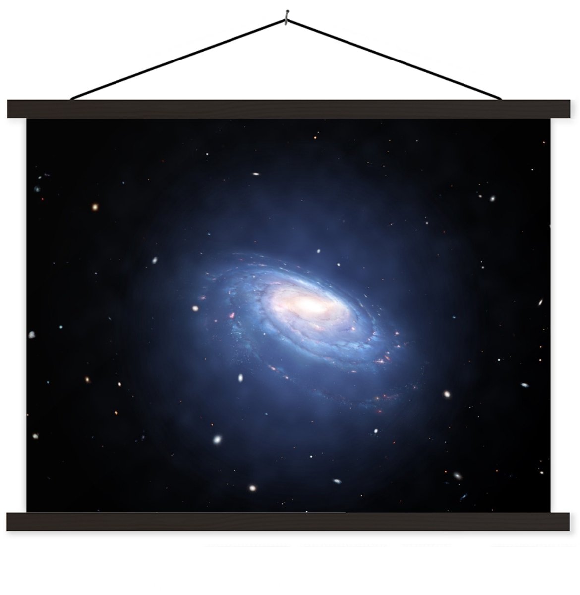 Posterhanger incl. Poster 150x113 cm - Schoolplaat - Een illustratie van een verlichtte Melkweg - Textielposter - Zwarte latten
