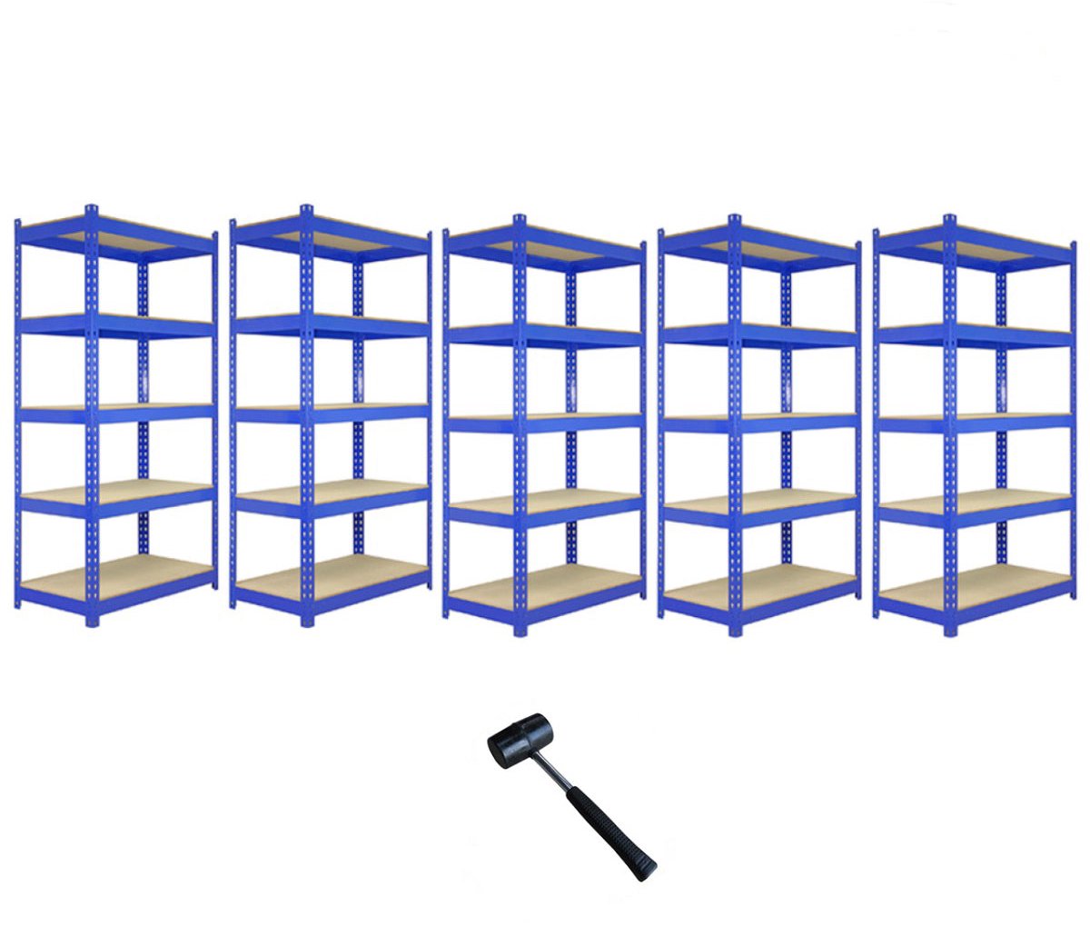 5 x Blauwe Heavy Duty 5-Laags Stellingkast
