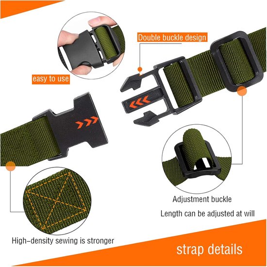 TRIWONDER Snelgespriem 25 mm 38 mm sjorriem ratelriem kunststof spanriem voor bevestiging bagage (2,5 m, A - zwart - 25 mm