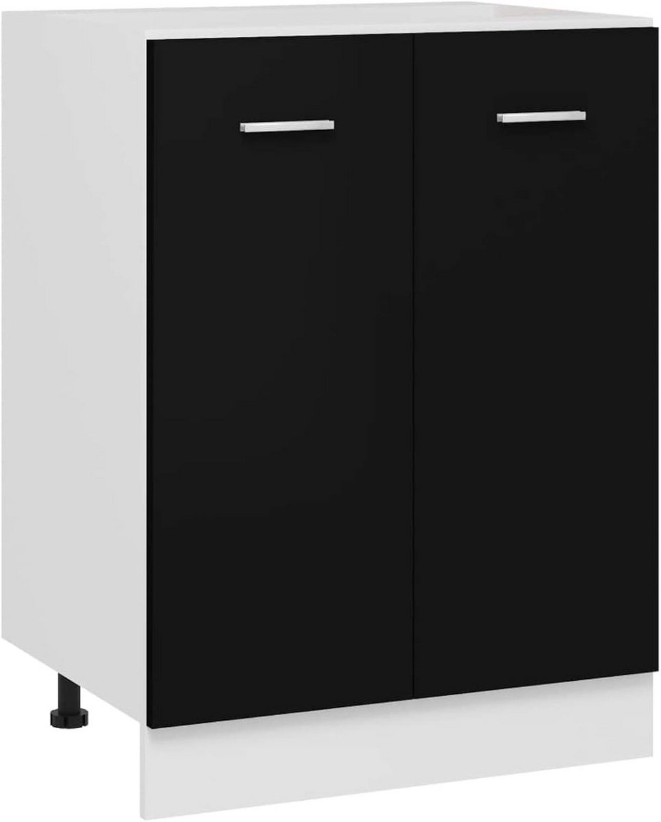 Keukenkast met 2 Deuren en Planken - Onderkast voor Keuken - Zwart 60x46x81.5 cm