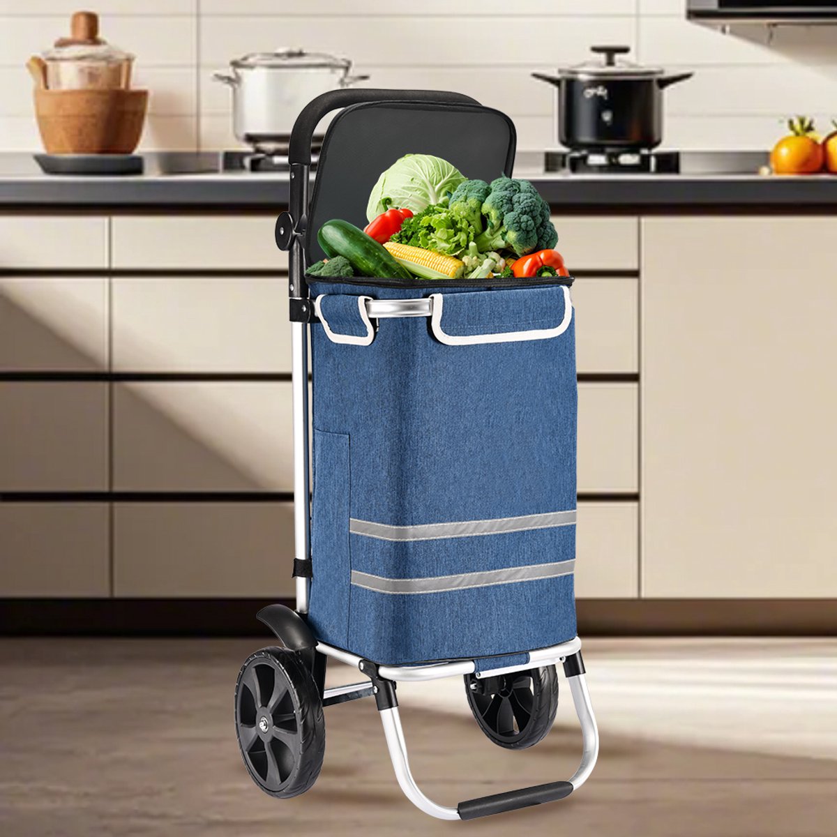 Opvouwbare Boodschappentrolley 40L – Stevig & Comfortabel – Waterafstotend – Tot 30 kg Belastbaar
